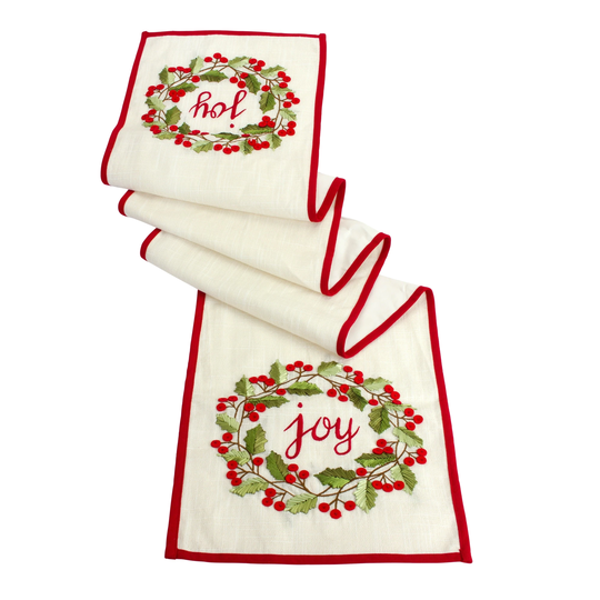 Joy and Holly Wreath Table Runner