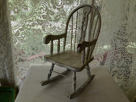 Rocking Windsor Chair American Girl Doll Furniture Distressed White