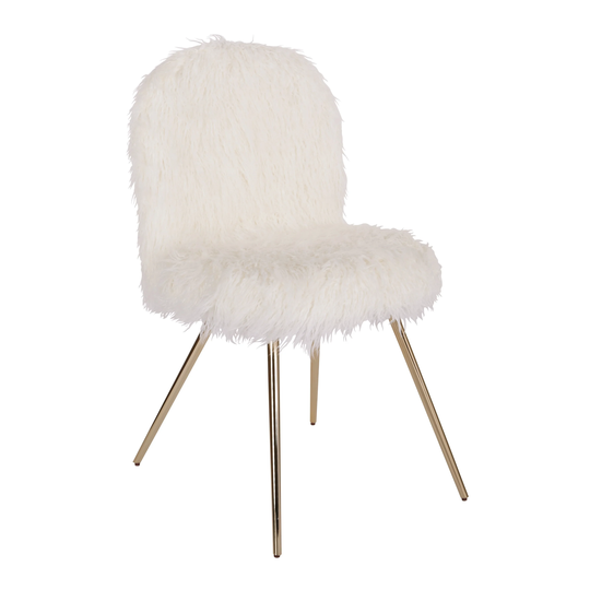 OS Home and Office Furniture Model Julia Chair with White Fur and Gold Legs