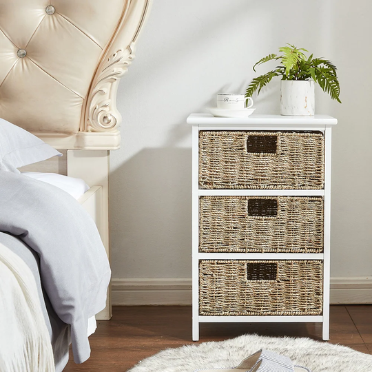 End Table with 3 Drawers, Nightstand, Bedside Tables for Hallway