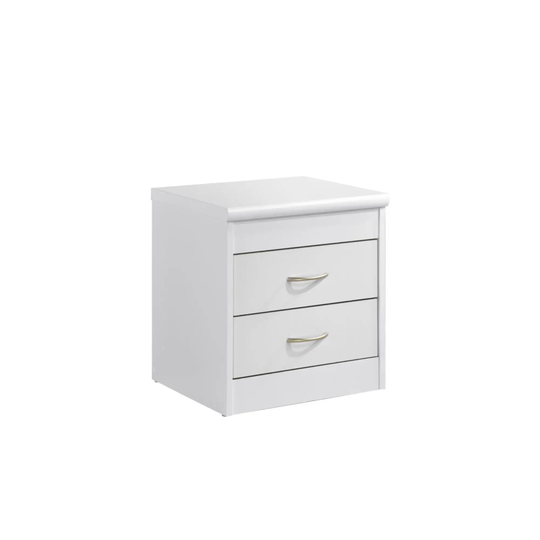 72.75" White Two Drawer with Ring Pull Nightstand