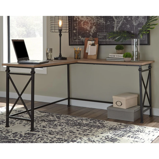 Jaeparli Casual L-Desk, Grayish Brown