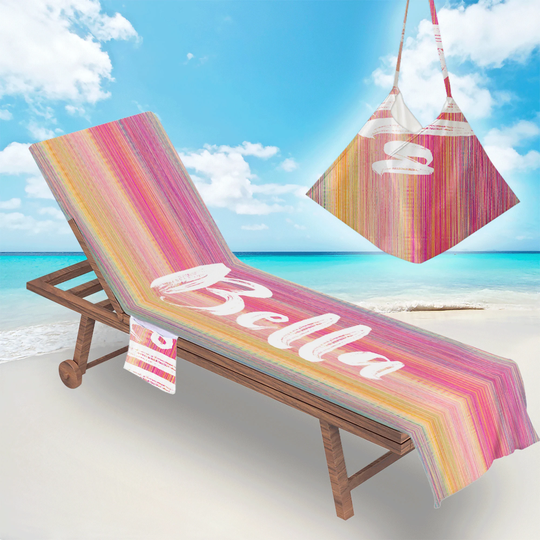 Personalized Lounge Chair Cover, Custom Name Pool Towel, Chaise Cushion With Side Pockets, Beach Cover
