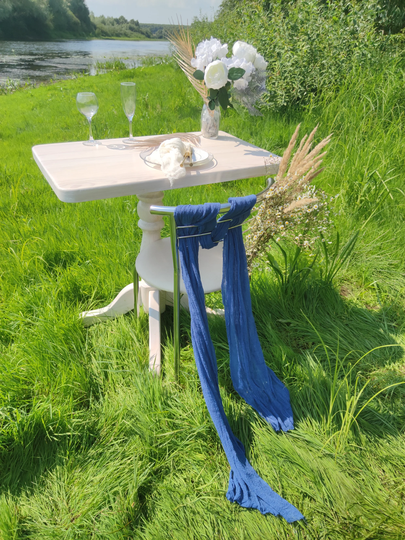 Chair Sashes For Wedding, Sapphire Gauze Chair Runner, Table Runner Handmade, Rustic Wedding Decor