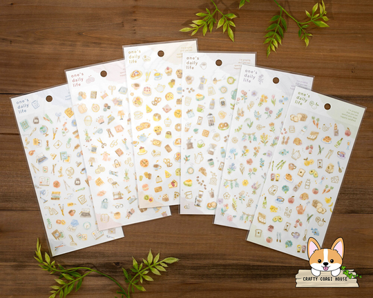 1 Or 2 Pc Set | Mind Wave One's Daily Life Gold Foil Tracing Paper Stickers Stationery - Sewing Sweets Coffee Flower Food