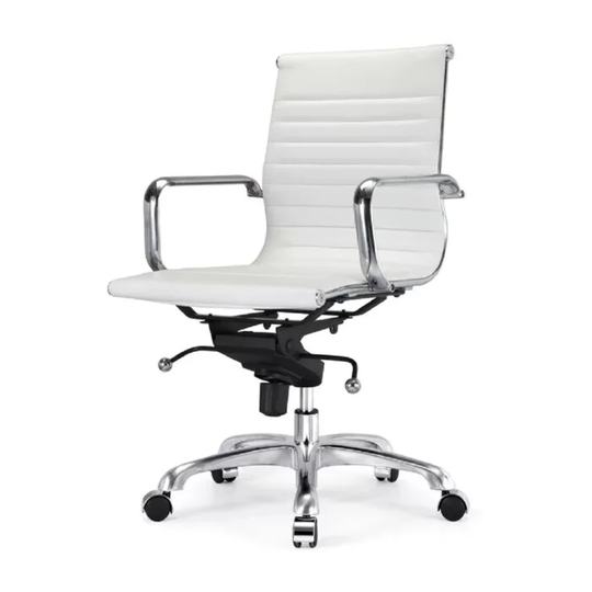 White PU leather low back Office chair