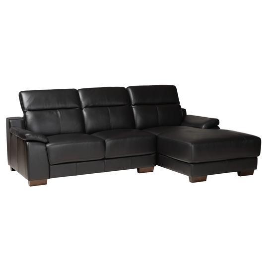 Reverie Modern Full Leather Sectional Sofa with Right Facing Chaise