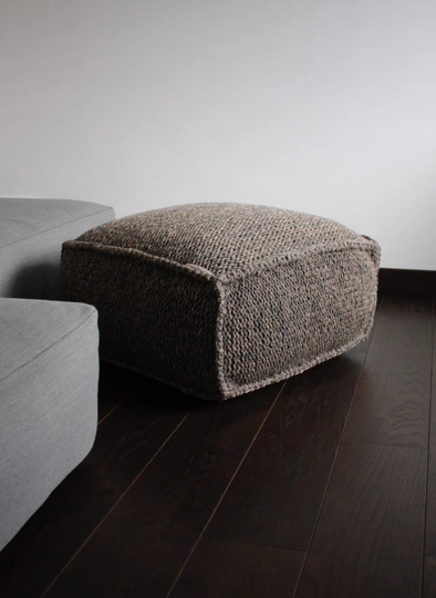 Knitting Ottoman-Wool Footstool-Knit Pouf-Organic Wool Square Knitted Pouf-Crochet-Wool Pouf-Kids Room-Square Pouf-Wool Chair-Nursery Pouf