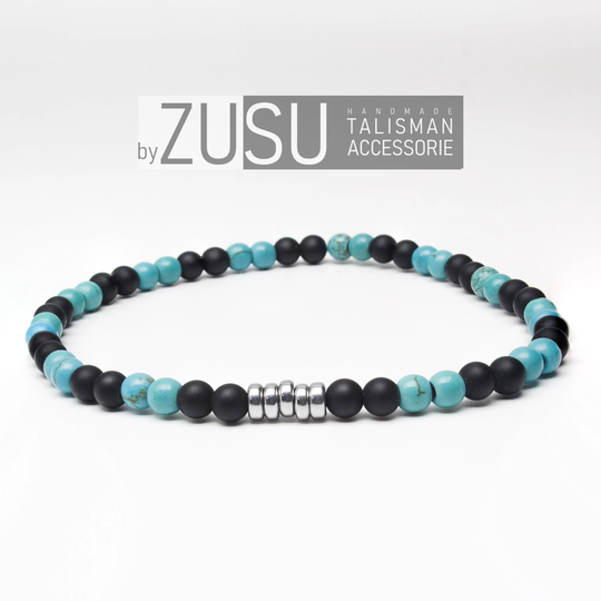 Blue Turquoise Unisex Beaded Bracelet, Onyx Gemstone Bracelet, Mens Turquoise Bracelet, Gift For Him Birthday Gifts, Anniversary Gifts