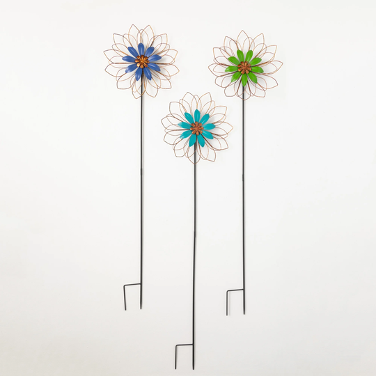 Sullivans 49.25" Blooming Color Flower Stakes - Set of 3; Multicolor