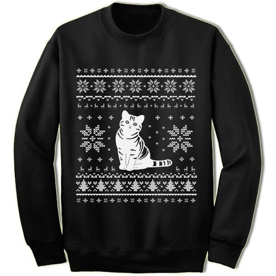American Shorthair Cat Christmas Sweater Sweatshirt. Ugly Xmas Sweater. Owner Gift