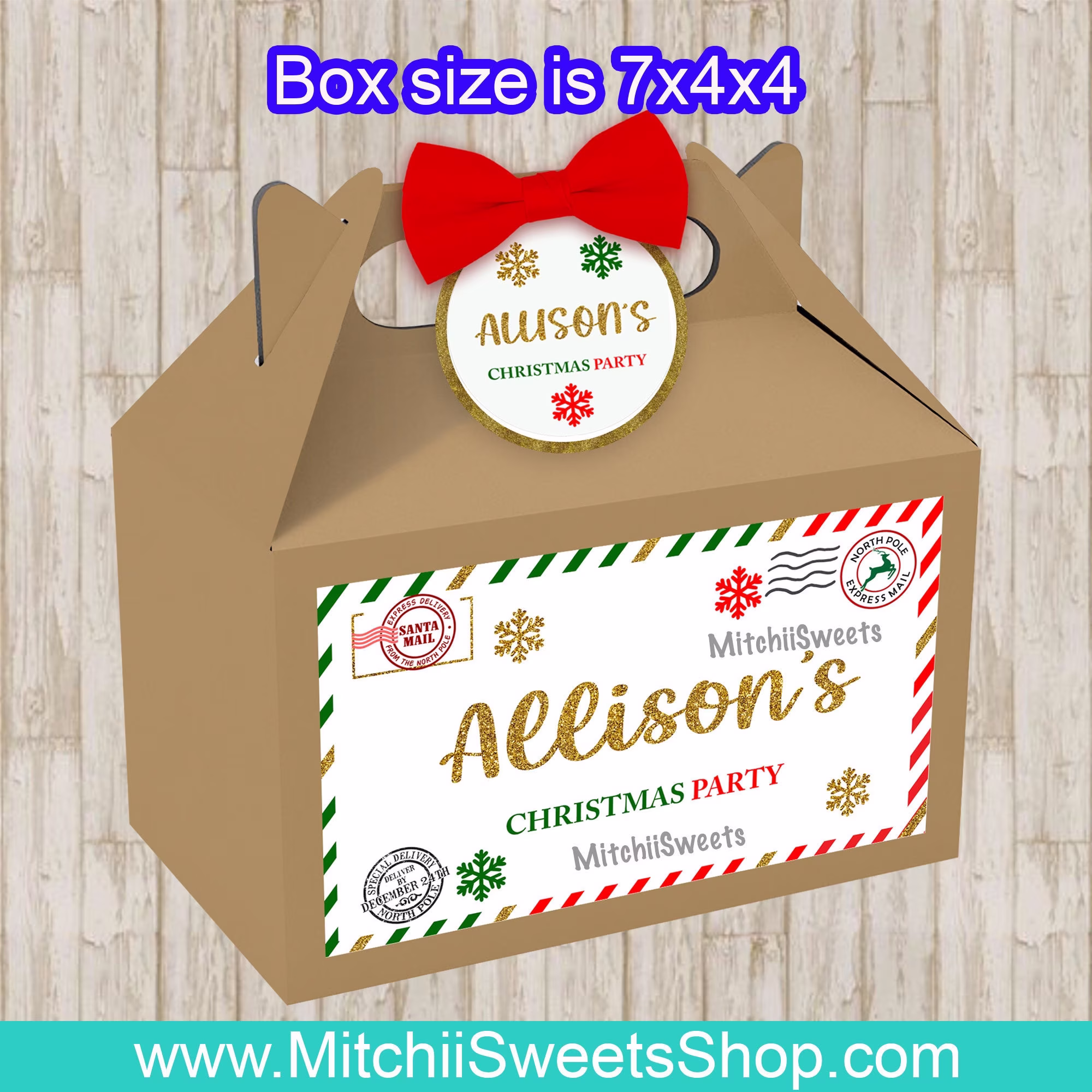 Personalized Christmas Box -Christmas Box Party Favors - Gift Box - Custom Christmas-Treat Boxes-Gable