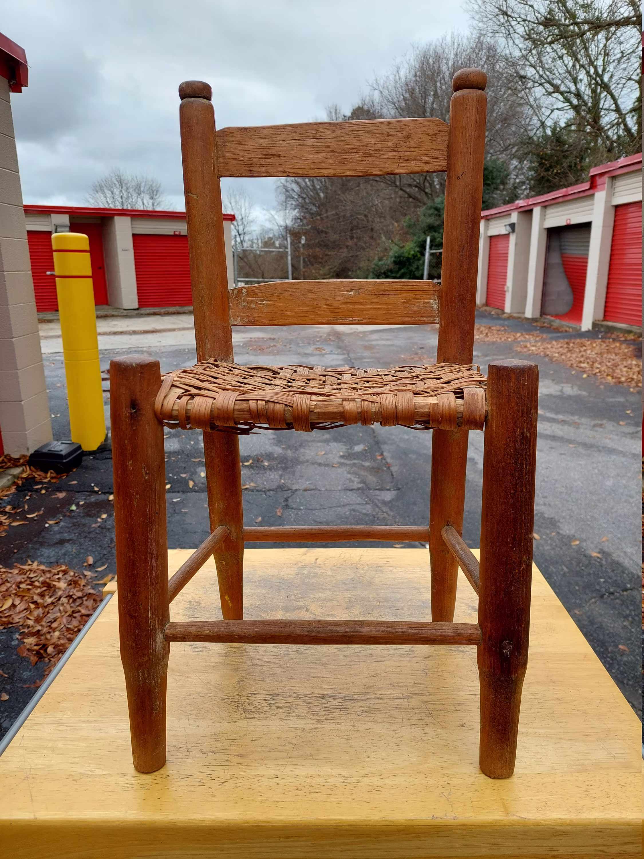 Primitive Child's Chair With Woven Bottom