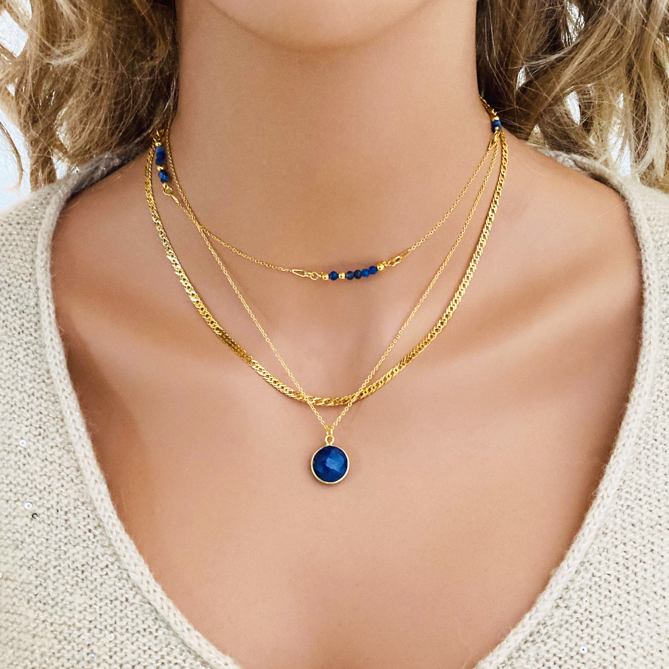 Lapis Lazuli Necklace, Genuine Lapis Lazuli, Beaded Lapis Lazuli Bar Necklace, Elegant Unique Gemstone Necklace. Blue Stone Necklace Set
