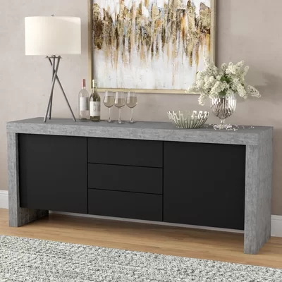 Ashka 74" Wide 3 Drawer Sideboard