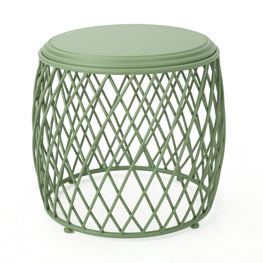19.75" Matte Green Contemporary Round Side Table
