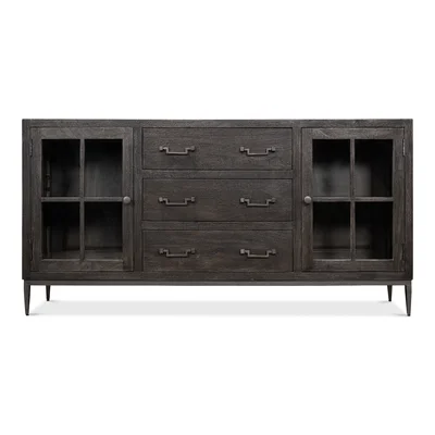 Bauhaus 68" Wide 3 Drawer Acacia Wood Sideboard
