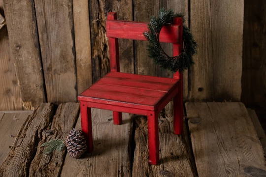 Newborn Props - Small Rustic Chair Red, Newborn Prop, Vintage Style Chair, Photography Props, Mini Chair