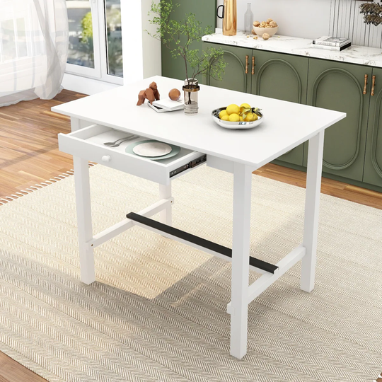 Casual Counter Height Wood Dining Table with Storage Drawer for Small Places