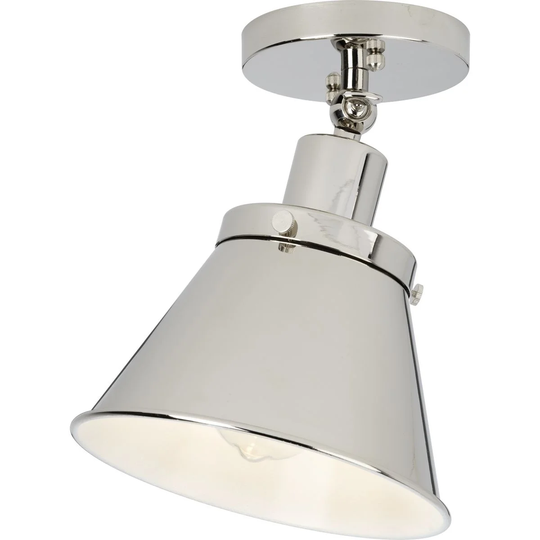 Hinton Collection 1-Light Polished Nickel Vintage Flush Mount Ceiling Light - 8.25 in x 8.25 in x 10 in