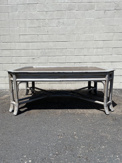 Vintage Rattan Coffee Table Cocktail Bohemian Boho Chic Chippendale Chinese Faux Bamboo Palm Beach Chinoiserie Hollywood Regency