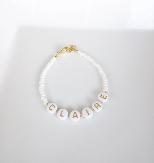 Gold Letter Name Bracelet - Baby Bracelet - Personalized Toddler Baby Gifts - Custom Gold Lettering
