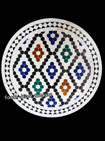 Handmade Moroccan Mosaic Table - Outdoor & Indoor Moorish Mosaic Table Multi Color Tiles Decor
