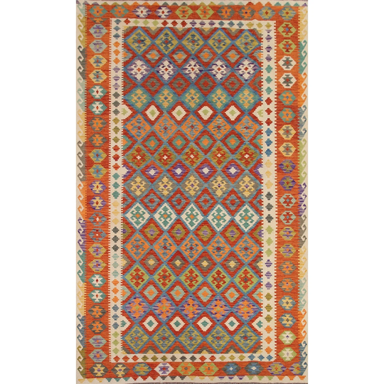 Multi-Color Reversible Kilim Area Rug Flat-weave Wool Carpet - 8'1"x 11'6"