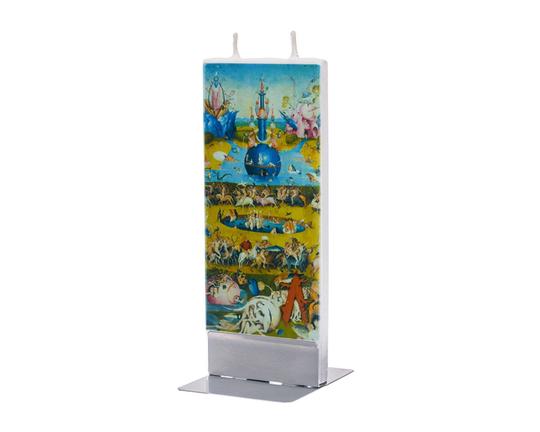 Hand Painted Flat Candle | Bosch The Garden Of Earthly Delights Small Unique Gift Hieronymus Art Fine Shelf Décor