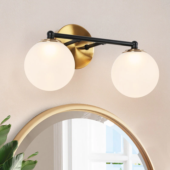 Icey Modernist Frosted Glass 2/3-Light LED Bathroom Vanity Light Gold/Black