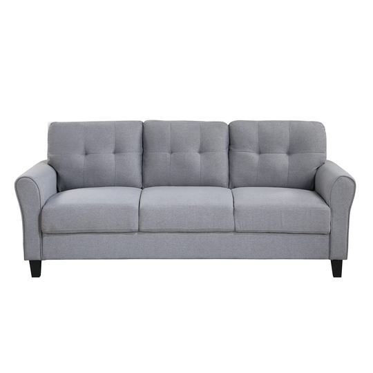 2 Piece Living Room Sofa Set with Button Tufted Back, Including Linen Upholstered Loveseat and 3-Seater Sofa for Home Office