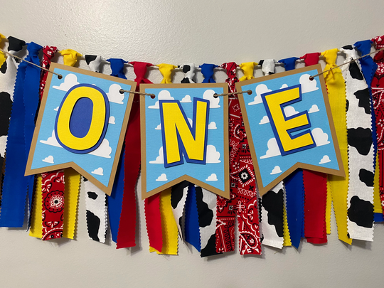 Toy Story High Chair Banner One Banner Fabric Garland First Birthday Party Decor