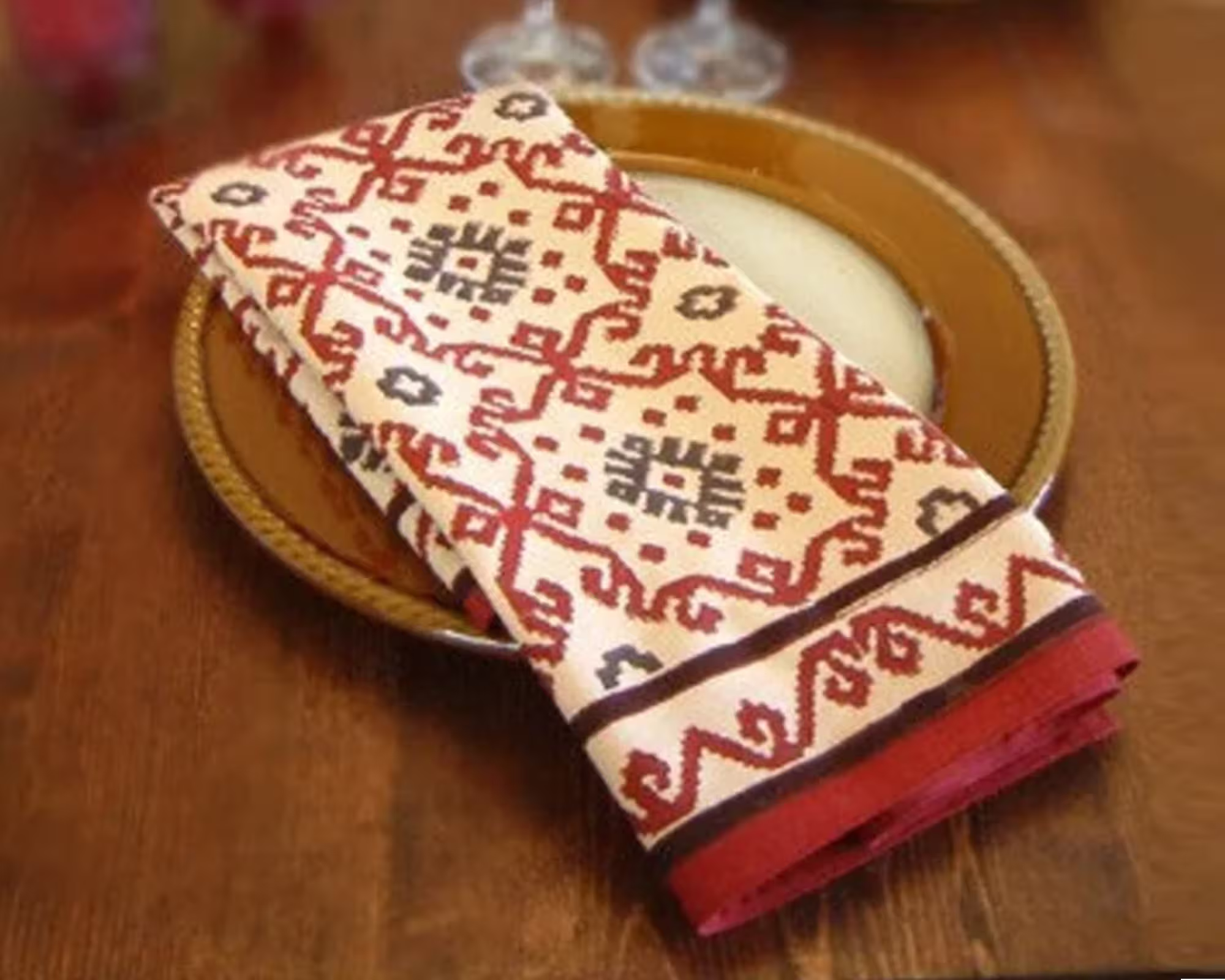 Ruby Kilim ~ Table Linens Napkins, Holiday Decor, Set Of 6 Red Decorative Dinner Cloth Wedding Reusable Napkins