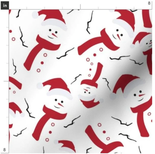 Christmas Snowman Jumble Fabric By The Yard | Winter Snow Made To Order