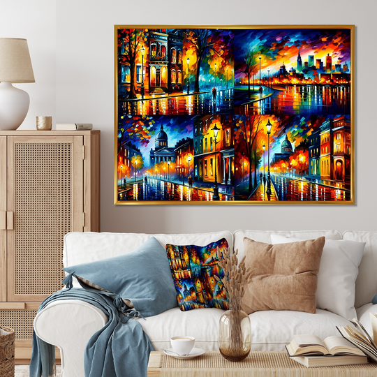 Designart 'Colorful Montreal City I' Cityscapes Framed Canvas Art Print