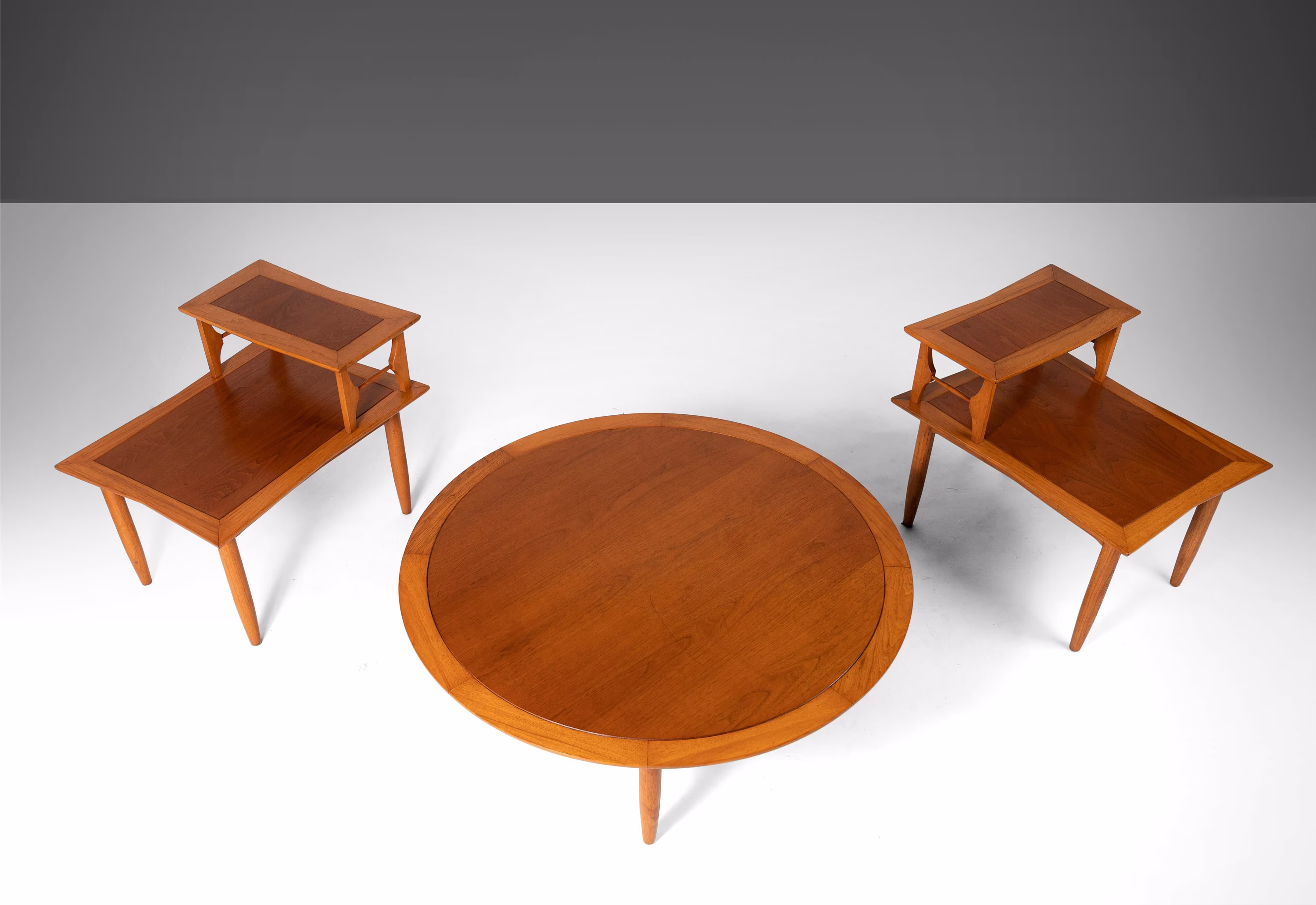 Round Coffee Table & Pair Of 2-Tier End Tables Attributed To Lubberts & Mulder For Tomlinson, C. 1960S