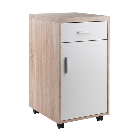 Kenner Mobile Storage Cabinet, 1 Drawer, Reclaimed Wood/White Finish - N/A