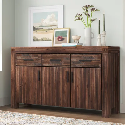 Louisa 63" Wide 3 Drawer Acacia Wood Sideboard