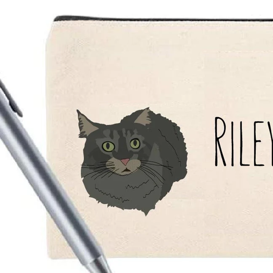 Grey Tabby Cat Cosmetic Bag | Travel Pencil Pouch Mask
