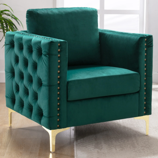Magda Modern Armchair Tufted Button Accent Club Chair Green - 28.3" x 29"