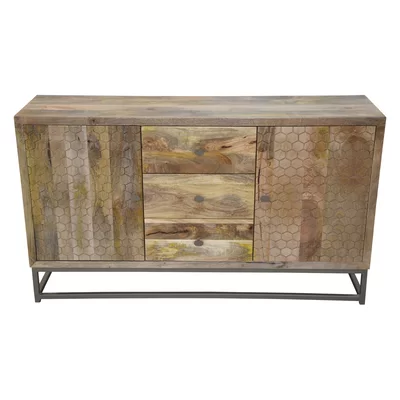 Moshe 52" Wide 3 Drawer Mango Solid Wood Sideboard