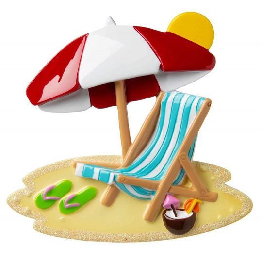 Beach Chair With Umbrella Personalized Christmas Ornament