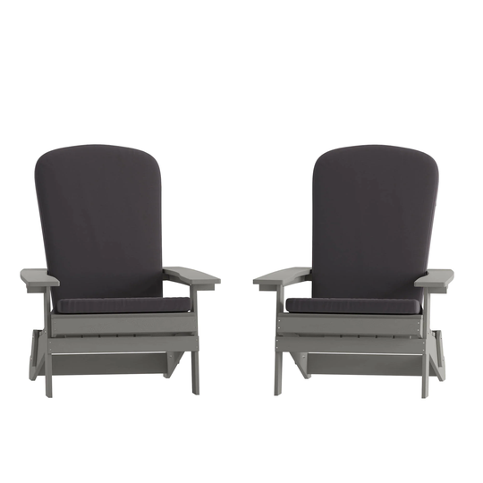 Flash Furniture Charlestown Set of 2 Adirondack Chairs in Grey - 30.25"Wx34"Dx37"H