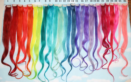 Rainbow Colored Human Hair Extensions, Extension Clip, Wefts, Clip in Hair, Pastel Dipped Dyed
