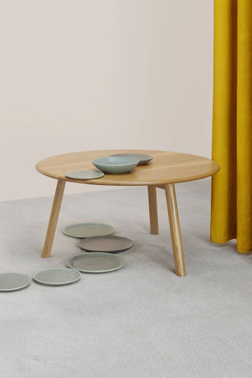 Solid Oak Round Coffee Table Soft Edge Modern Design - Brooke By Bff