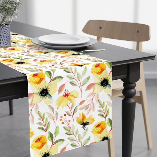 Spring Flower Table Runner, Yellow Floral Housewarming Gift, Decor, Summer Decor