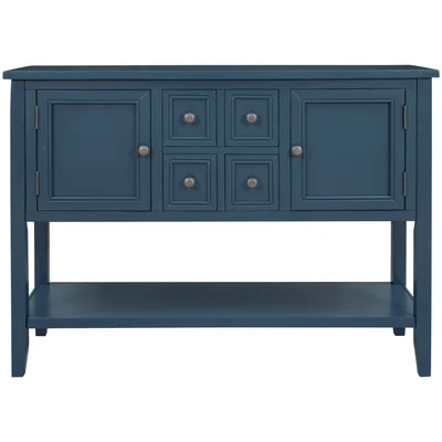 Buffet Sideboard Console Table With Bottom Shelf, Solid Wood
