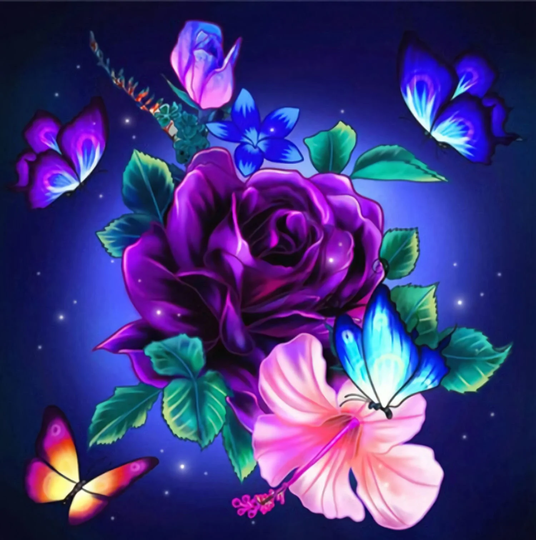 Purple Rose Diy 5D Diamond Painting Kit Full Square & Round Drill