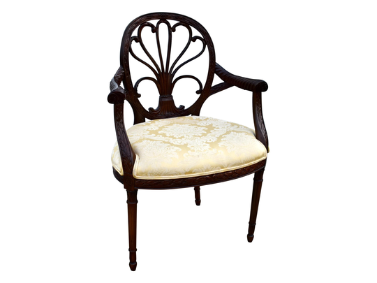 Vintage Carved Mahogany Rounded Back Accent Chair
