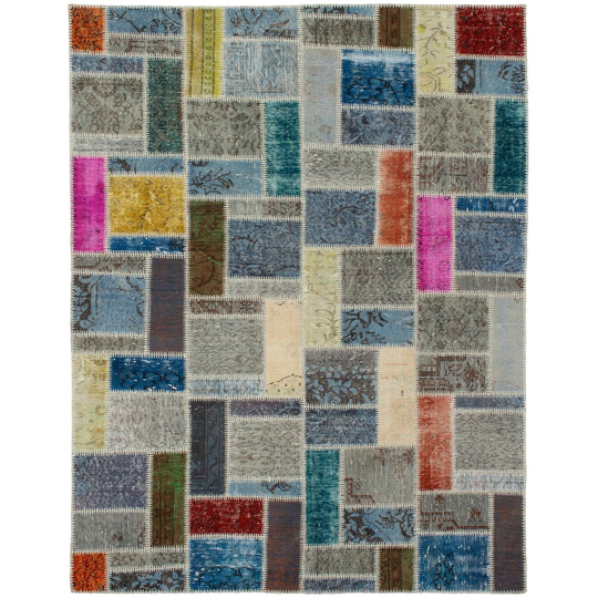 ECARPETGALLERY Hand-knotted Color Transition Patchwork Multi Wool Rug - 5'9 x 7'11